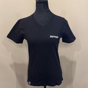 Jagermeister Women's Black Short Sleeve V-neck Tee sz M